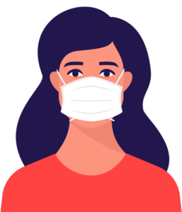 Woman avatar wearing medical mask